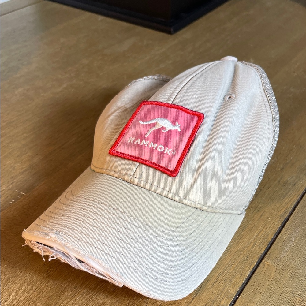 Mens Tan and Red Patch Cap